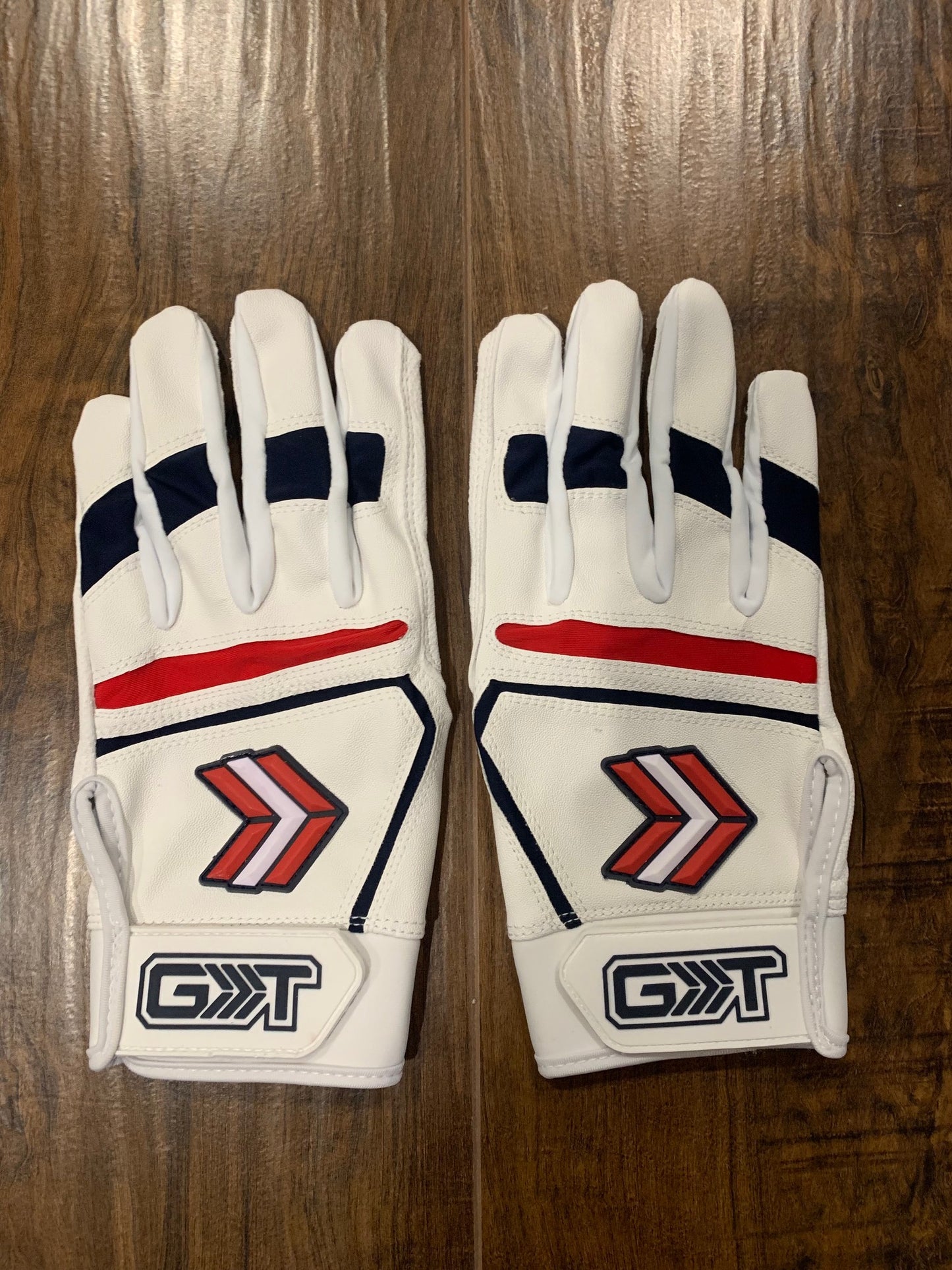 Batting Gloves- White/Red/Navy